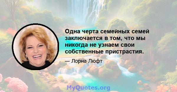 Одна черта семейных семей заключается в том, что мы никогда не узнаем свои собственные пристрастия.