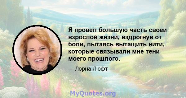 Я провел большую часть своей взрослой жизни, вздрогнув от боли, пытаясь вытащить нити, которые связывали мне тени моего прошлого.