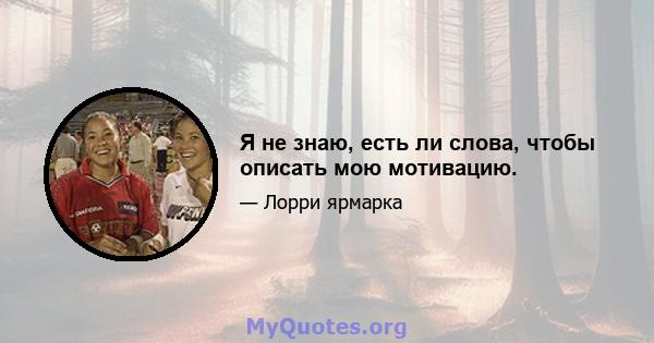 Я не знаю, есть ли слова, чтобы описать мою мотивацию.