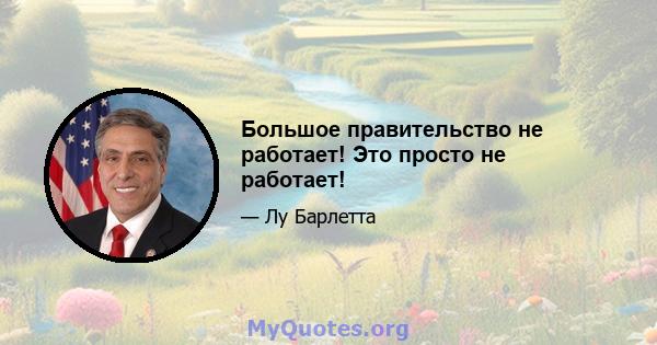 Большое правительство не работает! Это просто не работает!