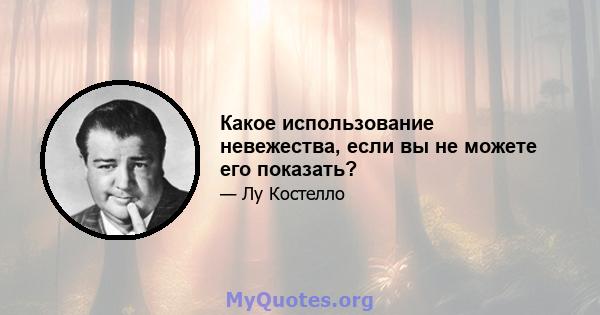 Какое использование невежества, если вы не можете его показать?