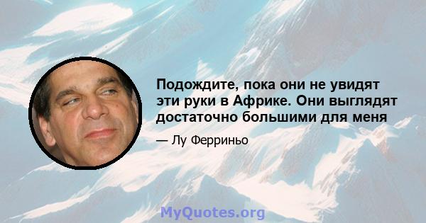 Подождите, пока они не увидят эти руки в Африке. Они выглядят достаточно большими для меня