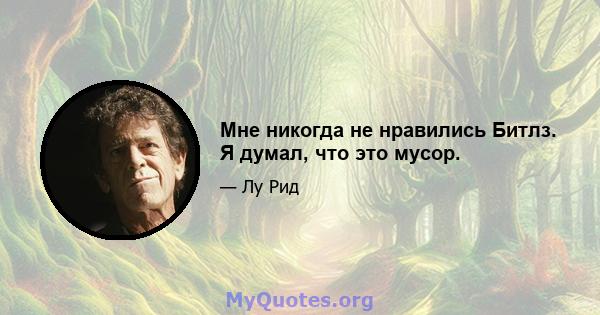 Мне никогда не нравились Битлз. Я думал, что это мусор.