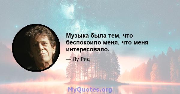 Музыка была тем, что беспокоило меня, что меня интересовало.