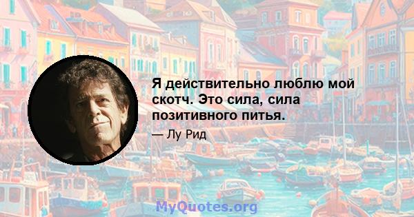 Я действительно люблю мой скотч. Это сила, сила позитивного питья.