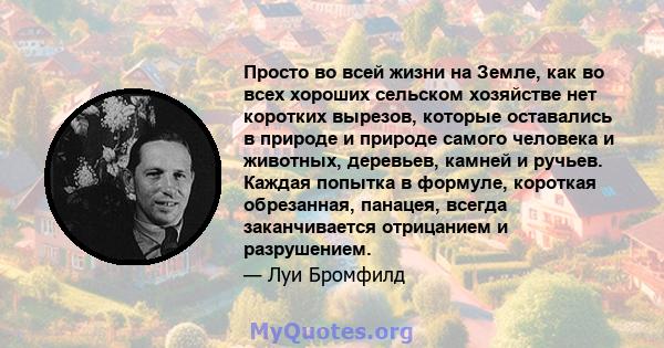 Просто во всей жизни на Земле, как во всех хороших сельском хозяйстве нет коротких вырезов, которые оставались в природе и природе самого человека и животных, деревьев, камней и ручьев. Каждая попытка в формуле,