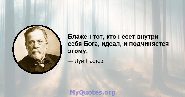 Блажен тот, кто несет внутри себя Бога, идеал, и подчиняется этому.