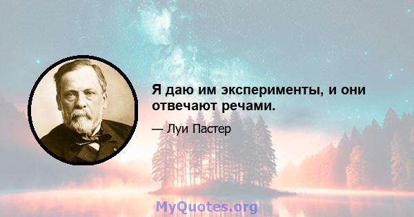 Я даю им эксперименты, и они отвечают речами.