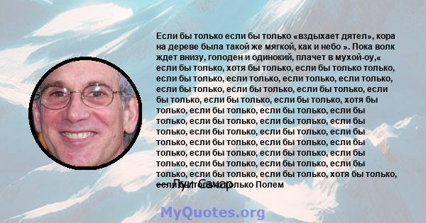 Если бы только если бы только «вздыхает дятел», кора на дереве была такой же мягкой, как и небо ». Пока волк ждет внизу, голоден и одинокий, плачет в мухой-оу,« если бы только, хотя бы только, если бы только только,