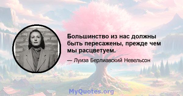 Большинство из нас должны быть пересажены, прежде чем мы расцветуем.