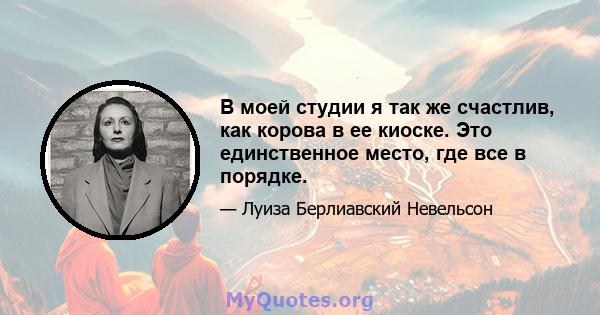 В моей студии я так же счастлив, как корова в ее киоске. Это единственное место, где все в порядке.