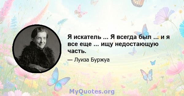 Я искатель ... Я всегда был ... и я все еще ... ищу недостающую часть.