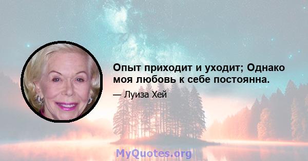 Опыт приходит и уходит; Однако моя любовь к себе постоянна.