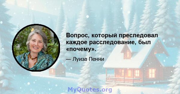 Вопрос, который преследовал каждое расследование, был «почему».