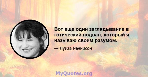 Вот еще один заглядывание в готический подвал, который я называю своим разумом.