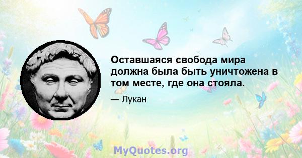 Оставшаяся свобода мира должна была быть уничтожена в том месте, где она стояла.