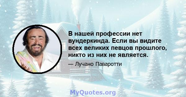 В нашей профессии нет вундеркинда. Если вы видите всех великих певцов прошлого, никто из них не является.