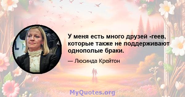 У меня есть много друзей -геев, которые также не поддерживают однополые браки.