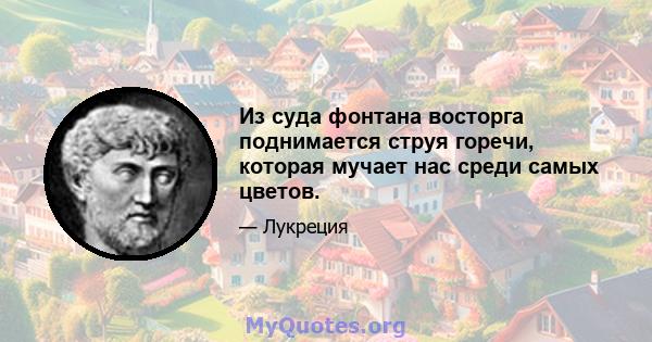 Из суда фонтана восторга поднимается струя горечи, которая мучает нас среди самых цветов.