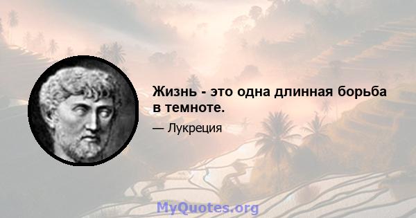 Жизнь - это одна длинная борьба в темноте.