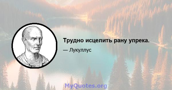 Трудно исцелить рану упрека.