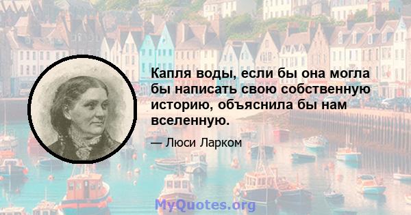 Капля воды, если бы она могла бы написать свою собственную историю, объяснила бы нам вселенную.