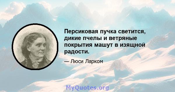 Персиковая пучка светится, дикие пчелы и ветряные покрытия машут в изящной радости.