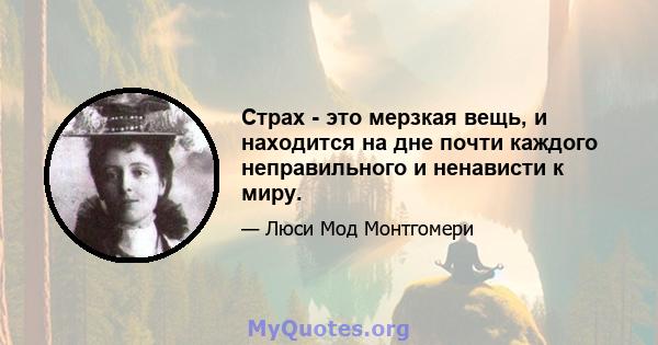 Страх - это мерзкая вещь, и находится на дне почти каждого неправильного и ненависти к миру.