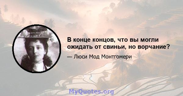 В конце концов, что вы могли ожидать от свиньи, но ворчание?