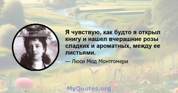 Я чувствую, как будто я открыл книгу и нашел вчерашние розы сладких и ароматных, между ее листьями.