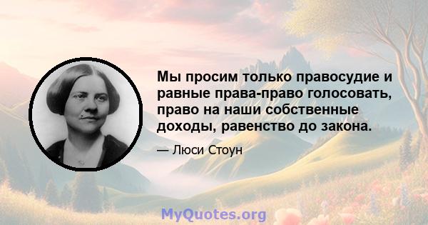 Мы просим только правосудие и равные права-право голосовать, право на наши собственные доходы, равенство до закона.