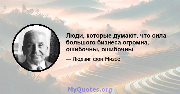 Люди, которые думают, что сила большого бизнеса огромна, ошибочны, ошибочны