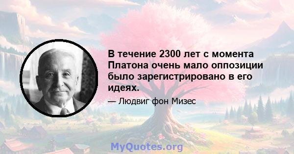 В течение 2300 лет с момента Платона очень мало оппозиции было зарегистрировано в его идеях.