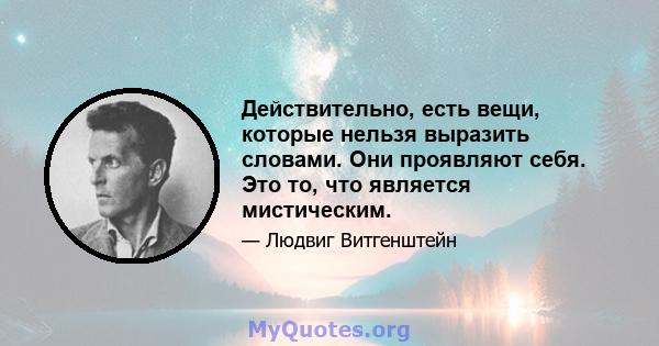 Действительно, есть вещи, которые нельзя выразить словами. Они проявляют себя. Это то, что является мистическим.