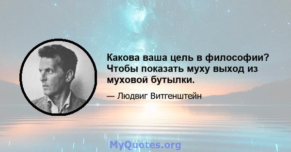 Какова ваша цель в философии? Чтобы показать муху выход из муховой бутылки.