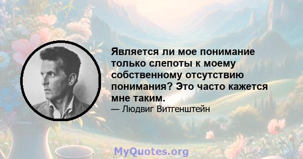 Является ли мое понимание только слепоты к моему собственному отсутствию понимания? Это часто кажется мне таким.