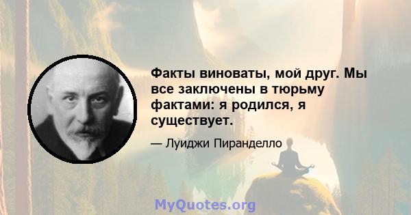 Факты виноваты, мой друг. Мы все заключены в тюрьму фактами: я родился, я существует.