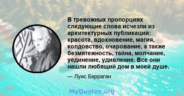 В тревожных пропорциях следующие слова исчезли из архитектурных публикаций: красота, вдохновение, магия, колдовство, очарование, а также безмятежность, тайна, молчание, уединение, удивление. Все они нашли любящий дом в