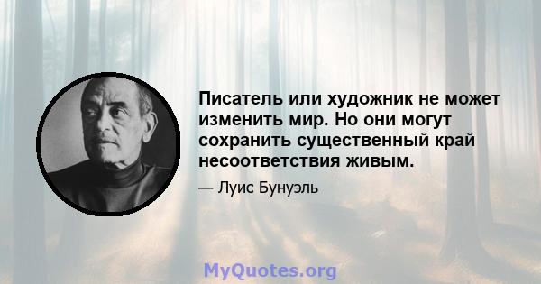 Писатель или художник не может изменить мир. Но они могут сохранить существенный край несоответствия живым.