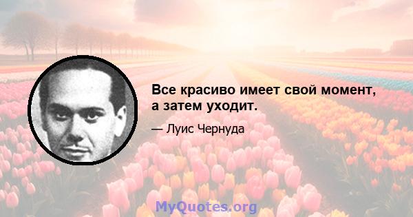 Все красиво имеет свой момент, а затем уходит.