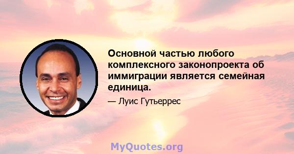 Основной частью любого комплексного законопроекта об иммиграции является семейная единица.