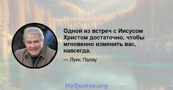 Одной из встреч с Иисусом Христом достаточно, чтобы мгновенно изменить вас, навсегда.