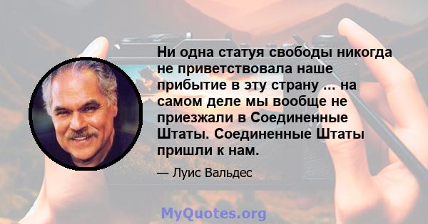 Ни одна статуя свободы никогда не приветствовала наше прибытие в эту страну ... на самом деле мы вообще не приезжали в Соединенные Штаты. Соединенные Штаты пришли к нам.