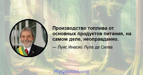 Производство топлива от основных продуктов питания, на самом деле, неоправданно.