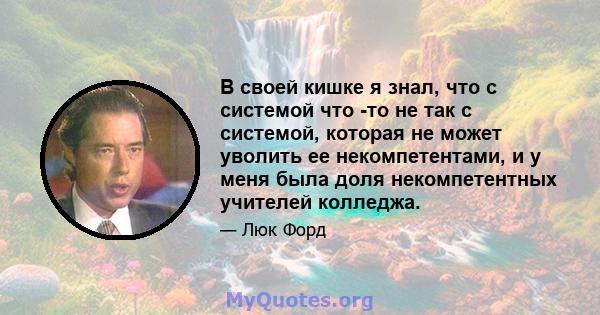 В своей кишке я знал, что с системой что -то не так с системой, которая не может уволить ее некомпетентами, и у меня была доля некомпетентных учителей колледжа.