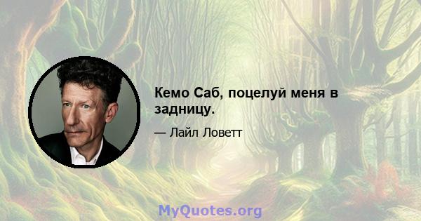 Кемо Саб, поцелуй меня в задницу.