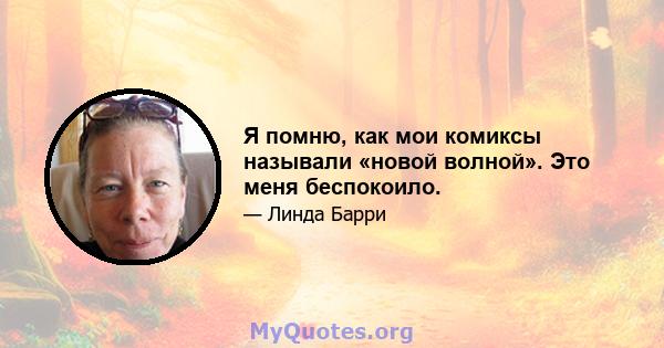 Я помню, как мои комиксы называли «новой волной». Это меня беспокоило.