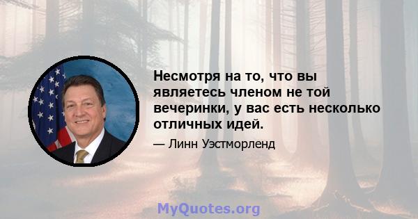 Несмотря на то, что вы являетесь членом не той вечеринки, у вас есть несколько отличных идей.