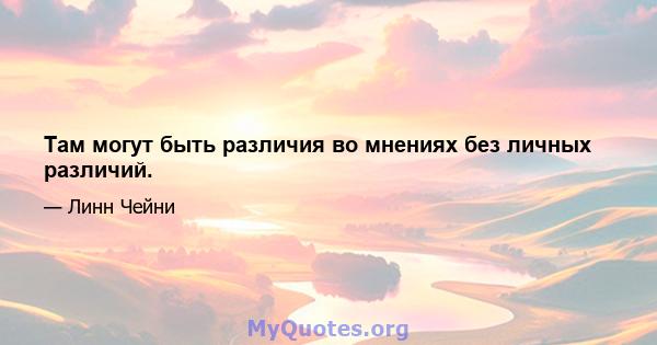 Там могут быть различия во мнениях без личных различий.