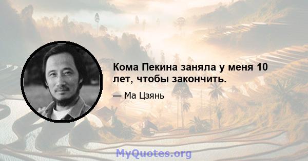 Кома Пекина заняла у меня 10 лет, чтобы закончить.